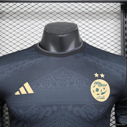 Schwarzes Algerien-Konzept-Fußballtrikot 2023-2024