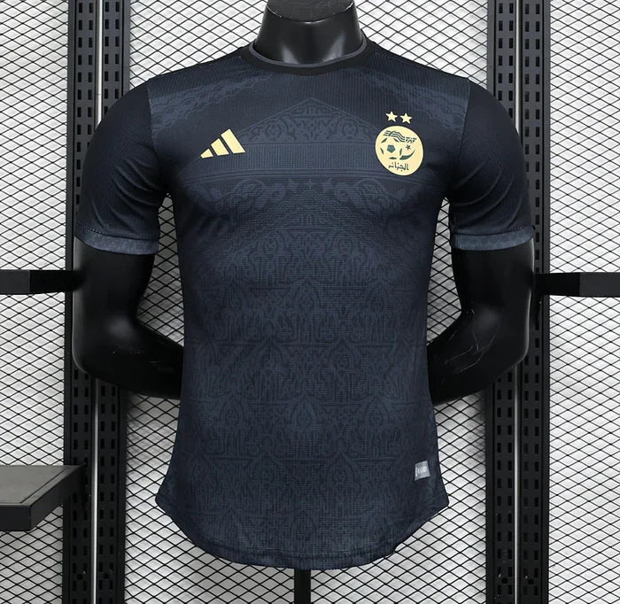 Schwarzes Algerien-Konzept-Fußballtrikot 2023-2024